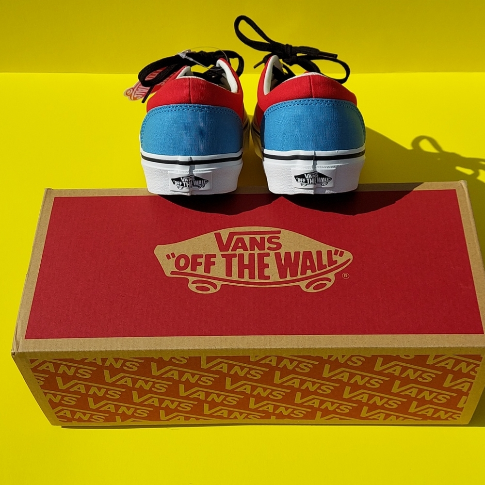 Vans lace up sneakers color block blue pink red - Picture 6 of 7